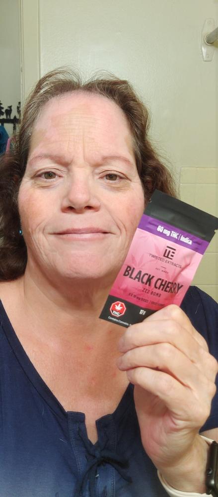 Twisted Extracts Jelly Bombs 80mg THC - Black Cherry ZZZ (Indica) - Customer Photo From Sandra Litt