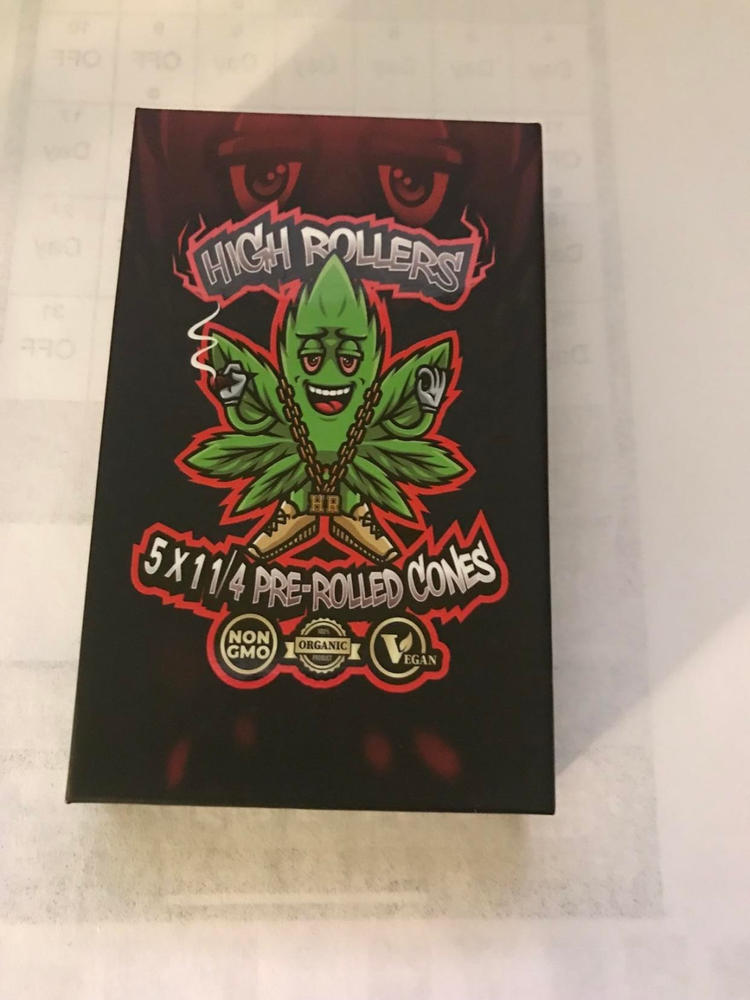 High Rollers Premium 5x 1 1/4 Pre Rolled Cones (Assorted Varieties) - Tropicanna Cookies (Sativa) - Customer Photo From Marita Derksen