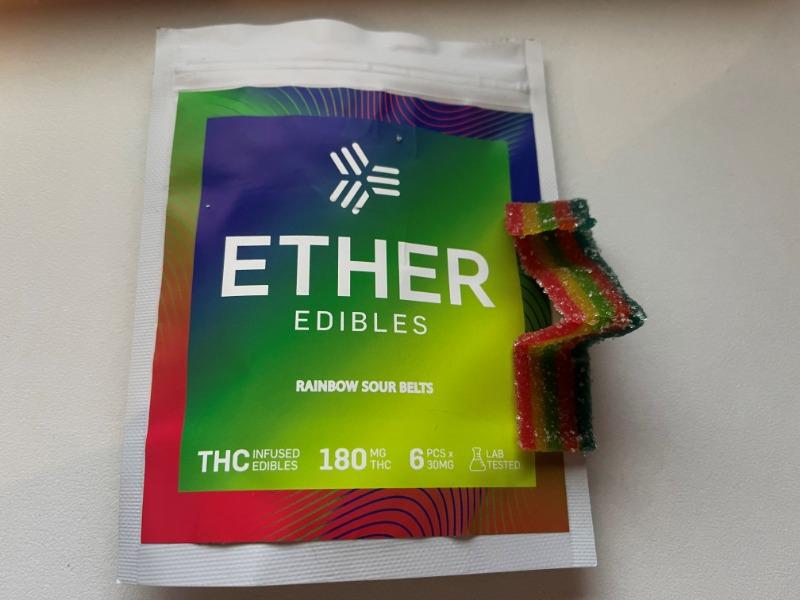 Ether Edibles 180MG THC - Rainbow Sour Belts - Customer Photo From Kevin Bertrand