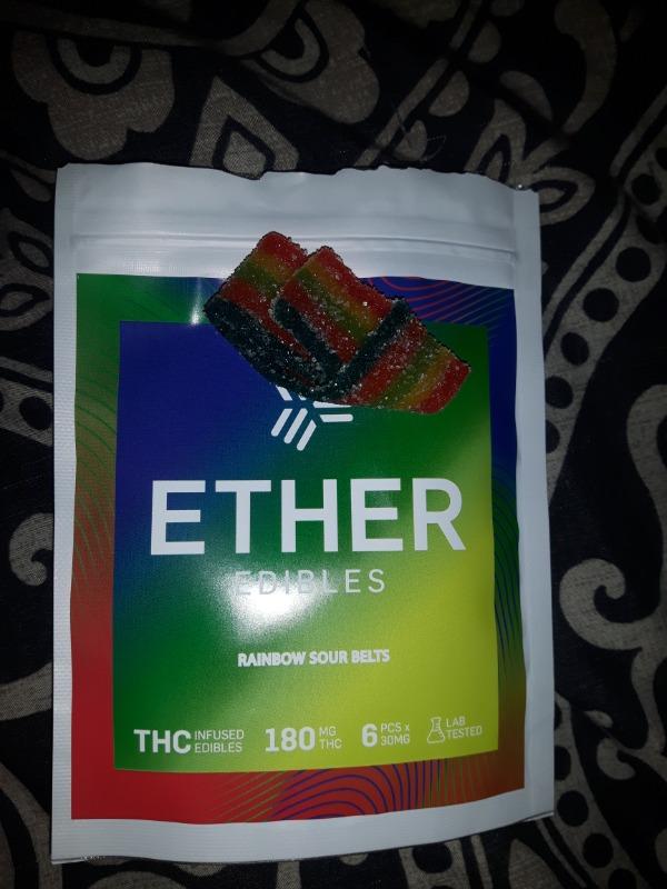Ether Edibles 180MG THC - Rainbow Sour Belts - Customer Photo From Travis Mullins