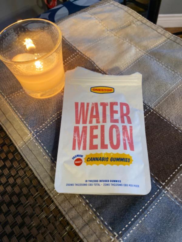 OneStop - Watermelon 500mg 1:1 THC/CBD Gummies - Customer Photo From Darla Mitchell
