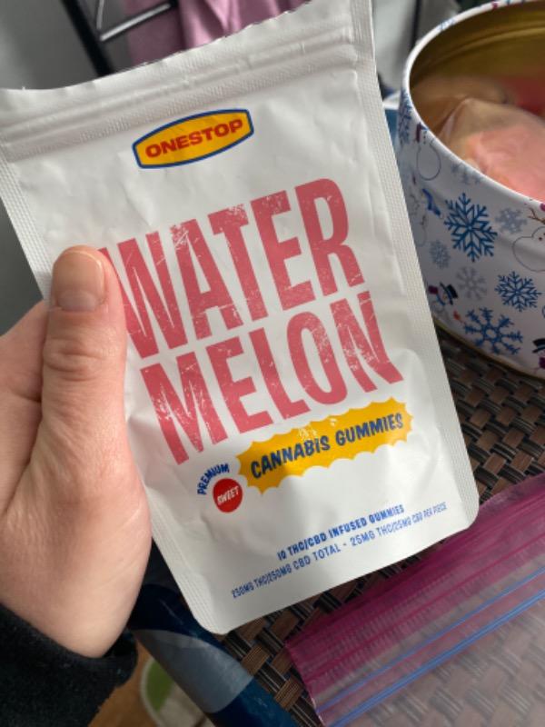 OneStop - Watermelon 500mg 1:1 THC/CBD Gummies - Customer Photo From Darla Mitchell