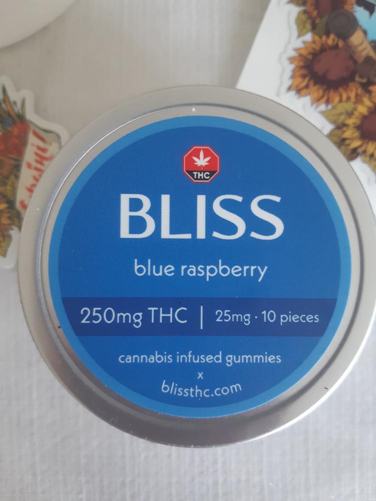 Bliss Edibles 250mg THC - Blue Raspberry - Customer Photo From Olena Jemetz