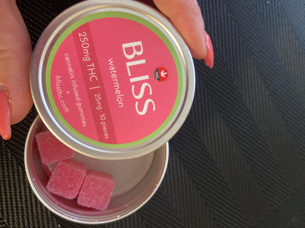 Bliss Edibles 250mg THC - Watermelon - Customer Photo From Toni Turner