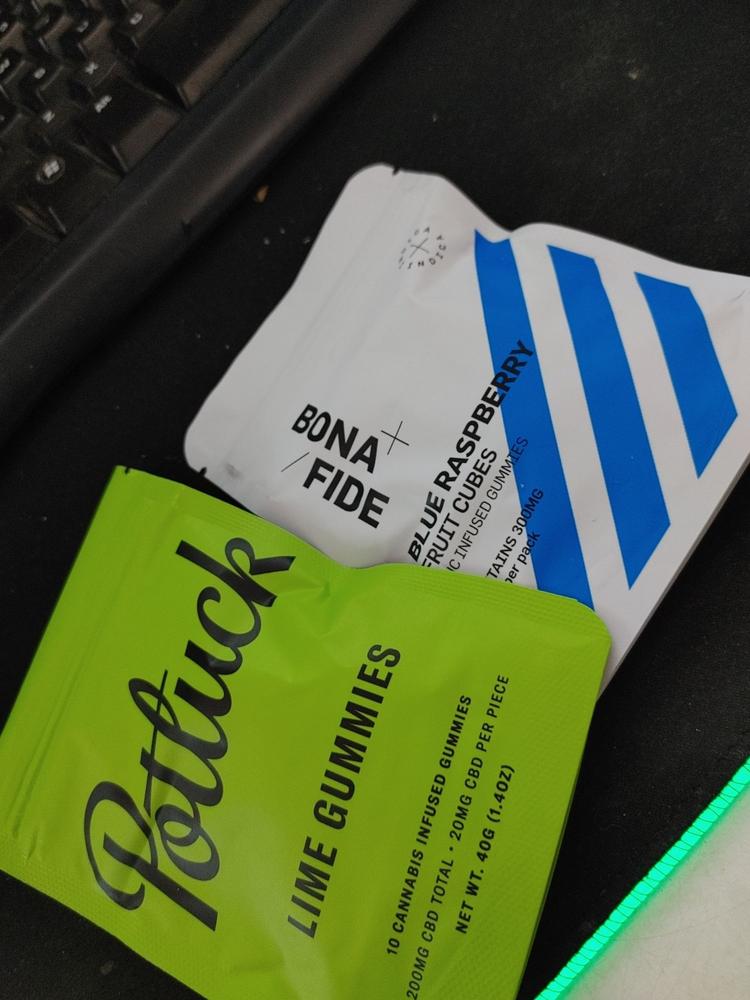 Potluck Edibles 200mg CBD Gummies - Lime - Customer Photo From Joelle Dansereau