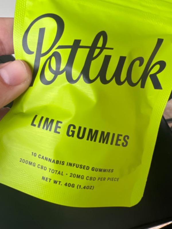 Potluck Edibles 200mg CBD Gummies - Lime - Customer Photo From Monique Groulx