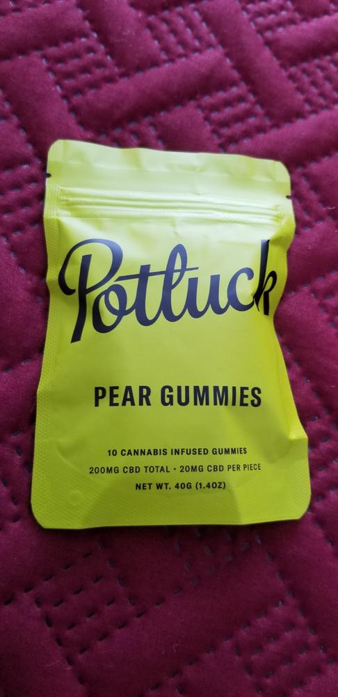 Potluck Edibles 200mg CBD Gummies - Pear - Customer Photo From Maggie Fulton