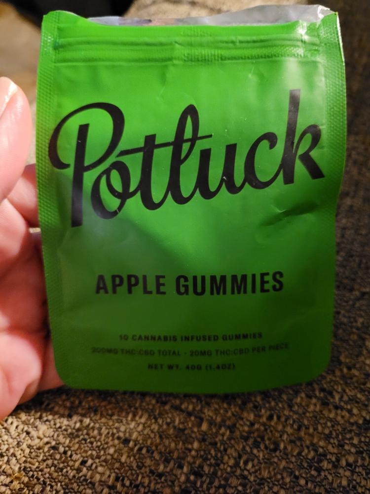 Potluck Edibles 200mg 1:1 THC/CBD Gummies - Apple - Customer Photo From Briar Banks