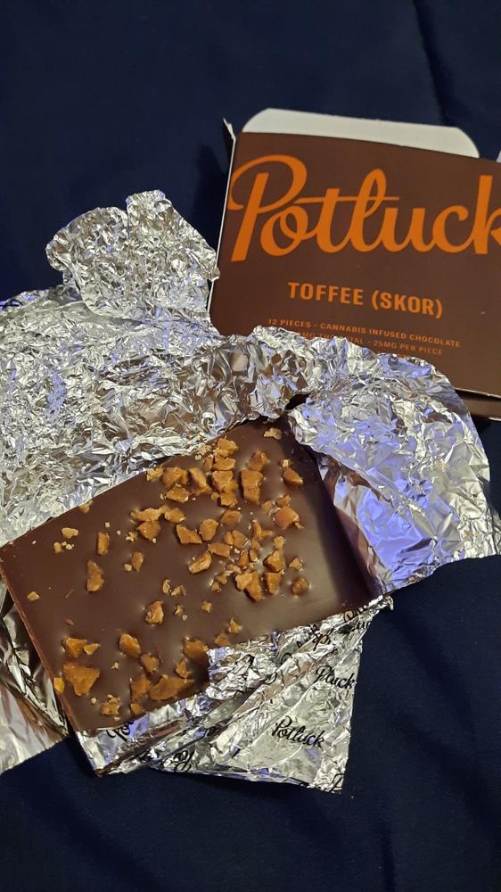 Potluck Edibles 300mg THC Chocolate - Toffee (Skor) - Customer Photo From Jamie Cochrane