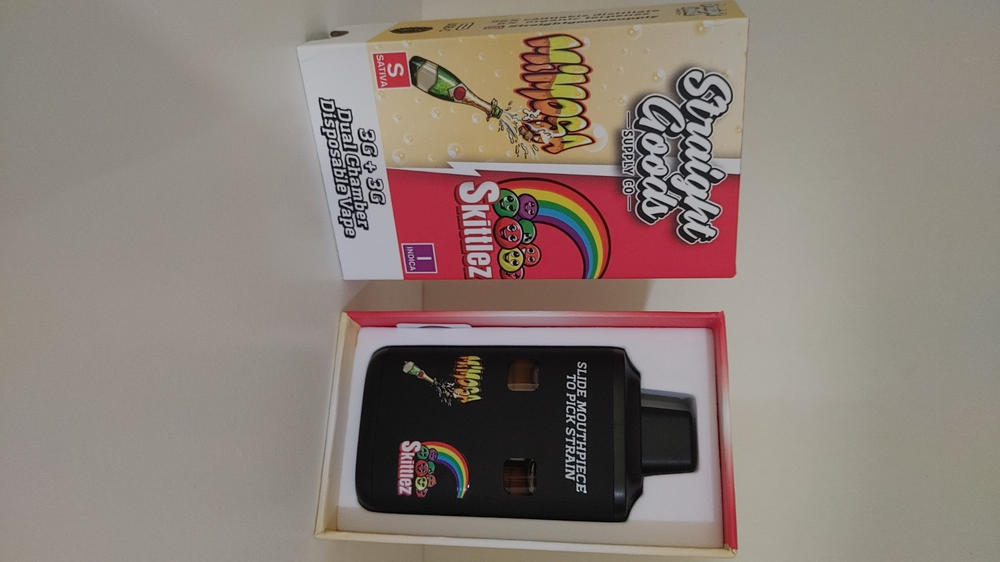 Straight Goods Supply Co. 6 Gram Dual Chamber Disposable Vapes – Mimosa + Skittlez THC Distillate - Customer Photo From Paul Cazzorla