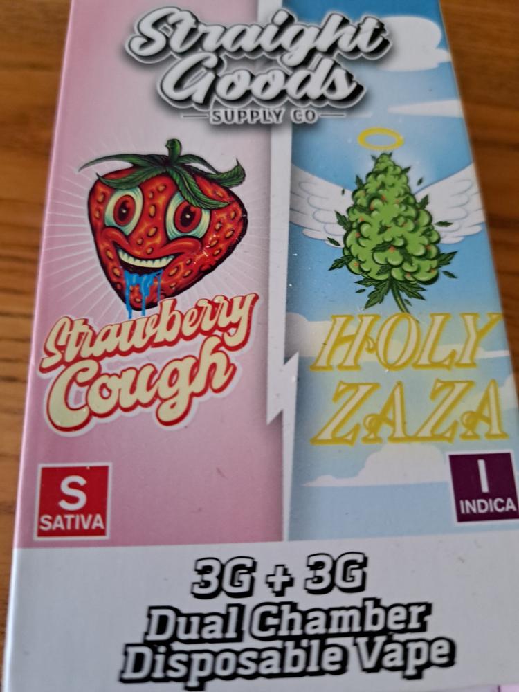 Straight Goods Supply Co. 6 Gram Dual Chamber Disposable Vapes – Strawberry Cough + Holy Zaza THC Distillate - Customer Photo From Nathalie Houle