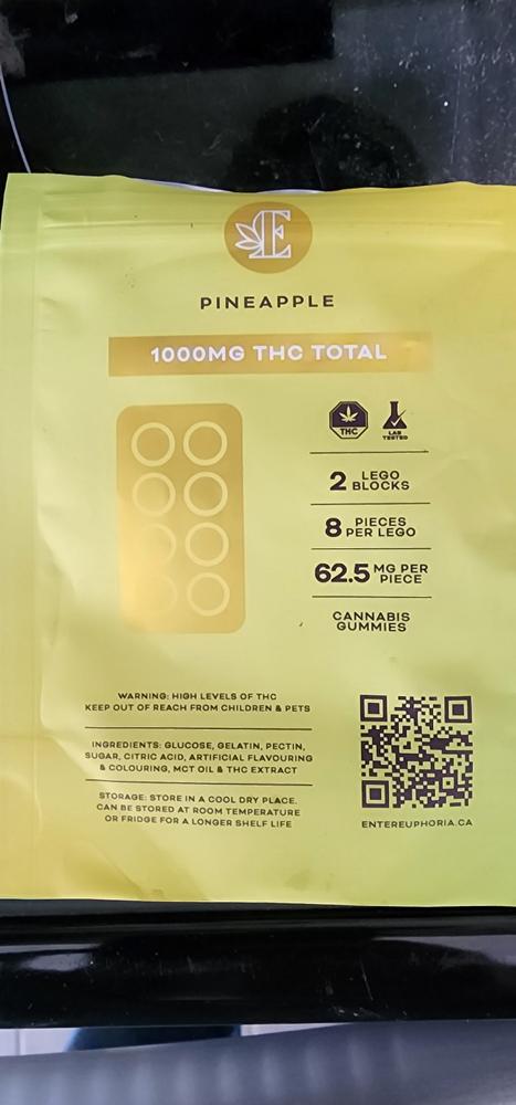 Euphoria Cannabis - Pineapple 1000mg THC Gummies - Customer Photo From Philippe Genest