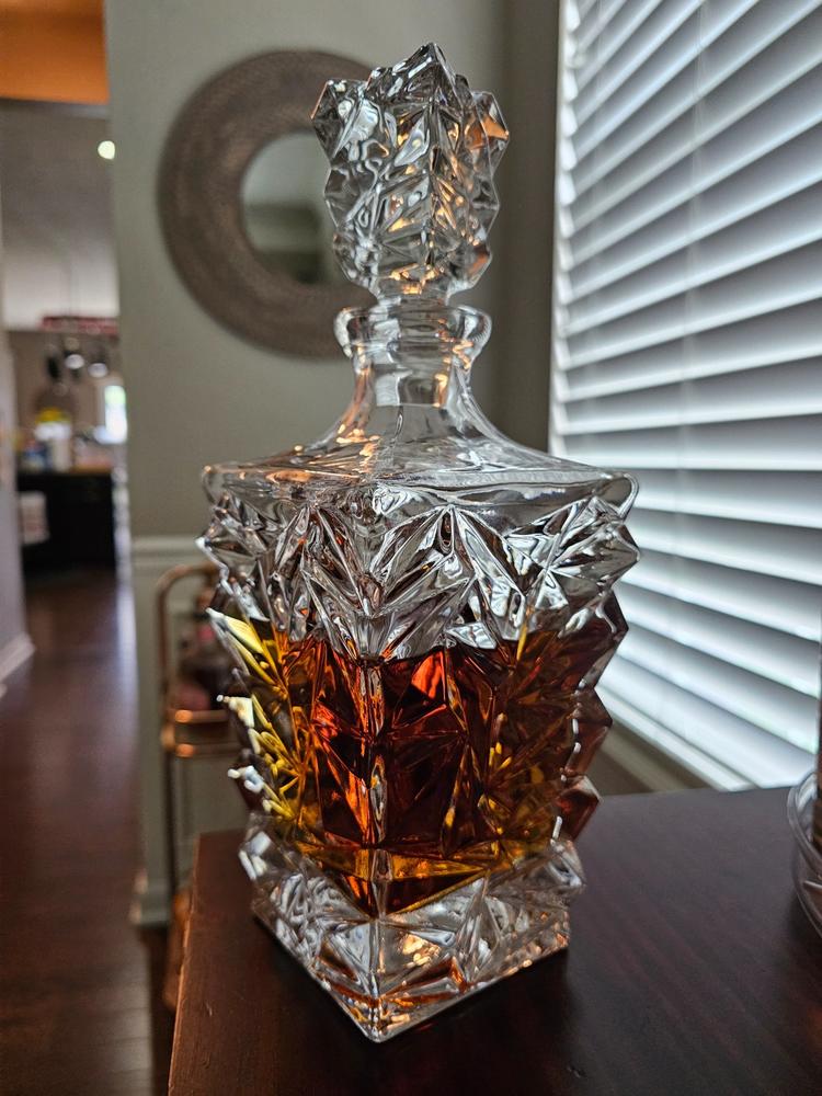 Viski Prism Whiskey Decanter, Lead-Free Crystal Liquor Carafe