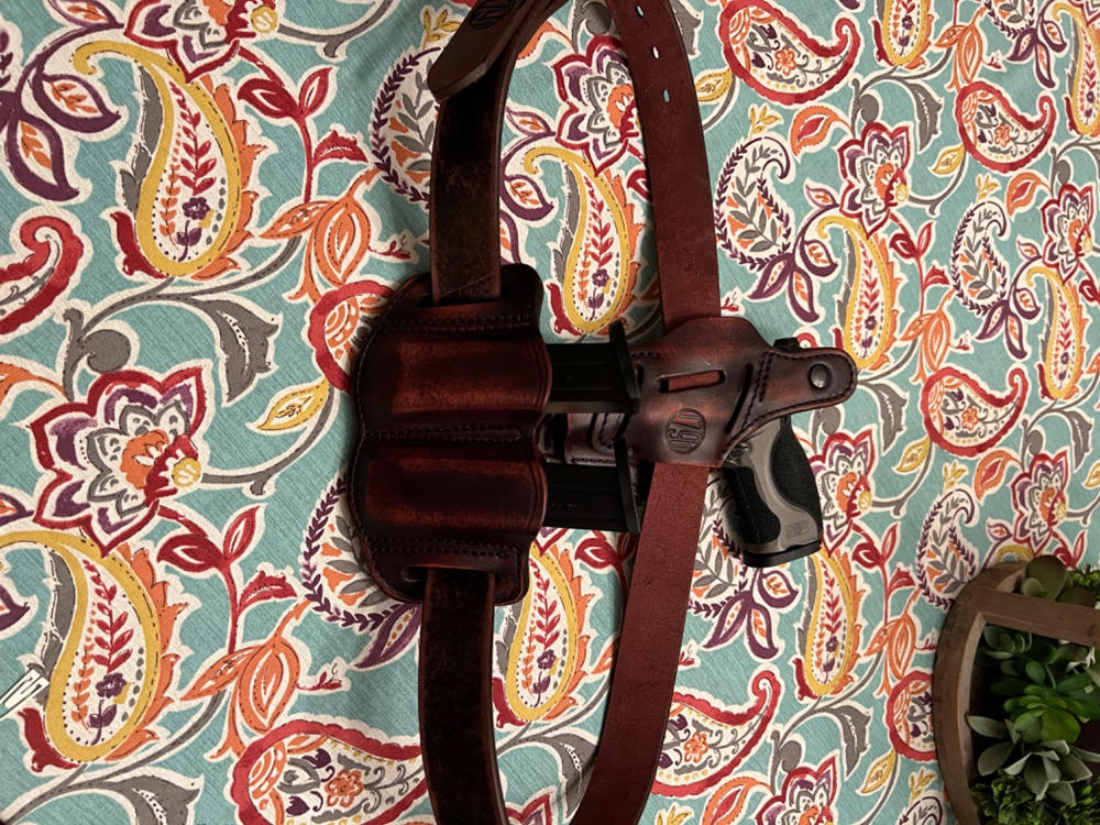 Gun Belt 01 - Made with American Heavy Native Steerhide - Customer Photo From KellY Fowler