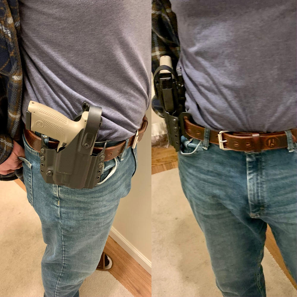 Gun Belt 01 - Made with American Heavy Native Steerhide - Customer Photo From Anonymous
