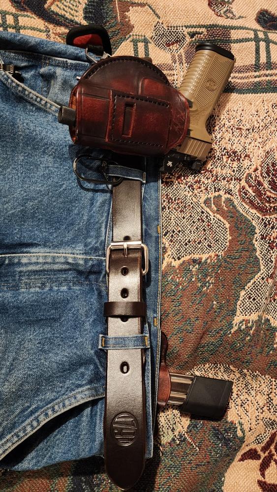 Gun Belt 01 - Made with American Heavy Native Steerhide - Customer Photo From Jack Alexander