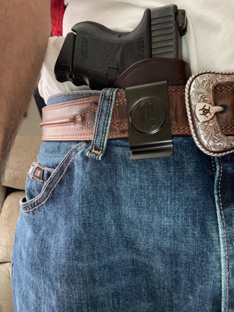 2-Way Multi-Fit IWB Concealment Leather Holster Size 5 - Customer Photo From Donnie Range