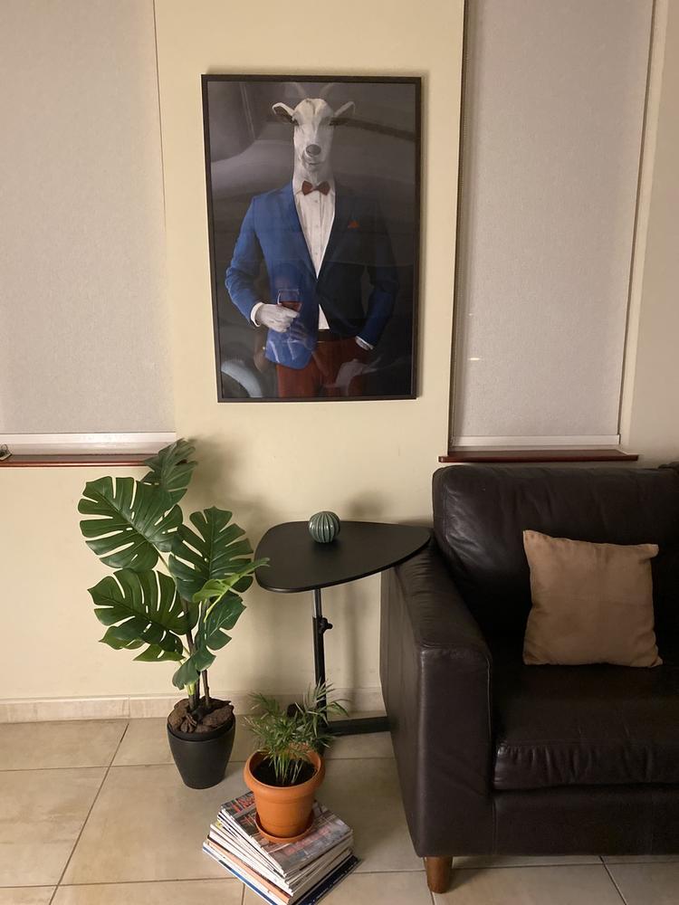 Goat Drinking Red Wine Art - Blue and Red Suit - Customer Photo From Michelle C.