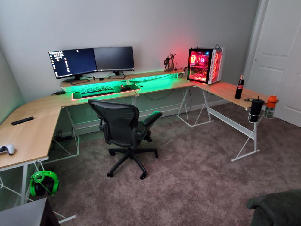Reversible LShaped Gaming Desk with LED Lights Bestier