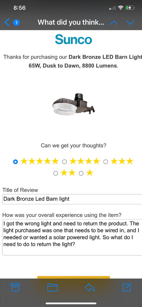 Dark Bronze LED Barn Light, 65W, Dusk to Dawn, 8800 Lumens - Customer Photo From Steve Lockwood