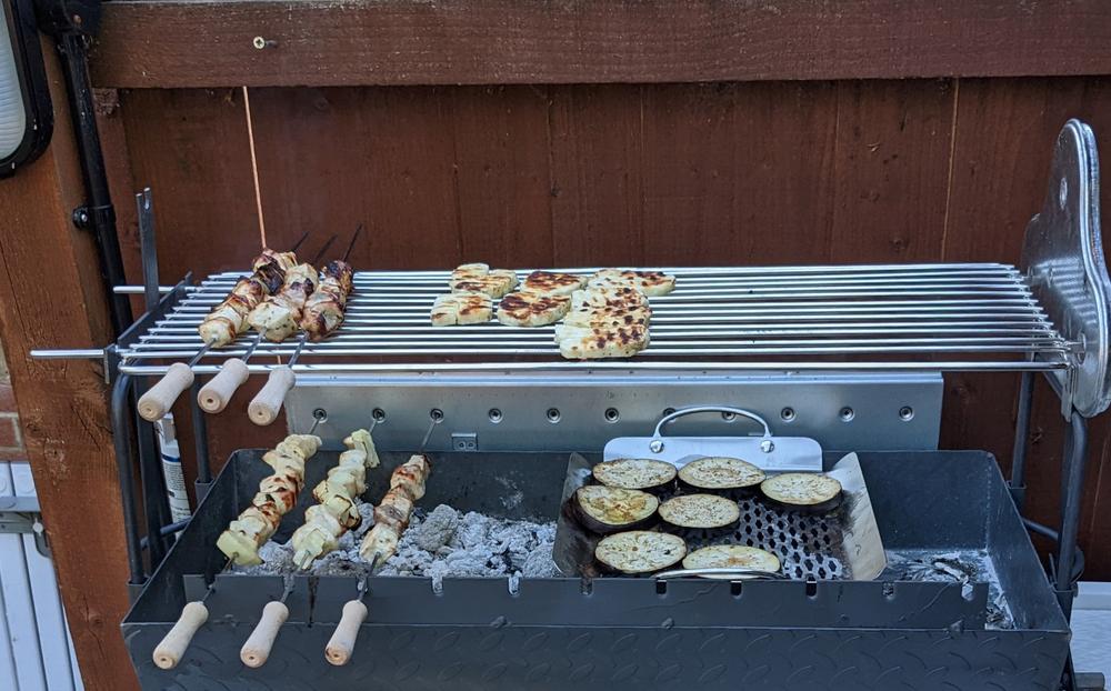 Stainless Steel Grill with Wooden Handles for the Large Blue Cyprus BBQ - Customer Photo From Mark Shelley