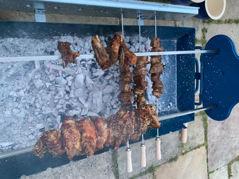 Traditional Greek Cypriot Foukou Rotisserie Charcoal Large BBQ in Blue - Customer Photo From Anonymous