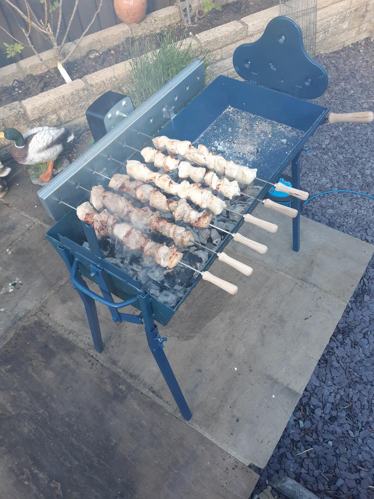 Traditional Greek Cypriot Foukou Rotisserie Charcoal Large BBQ | Blue - Customer Photo From Dave R.
