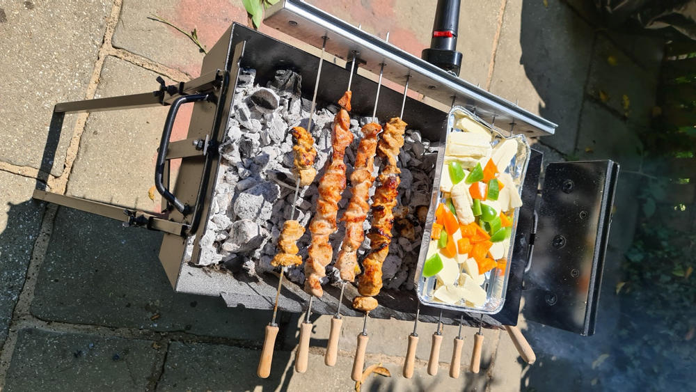 Modern Greek Cypriot Foukou Rotisserie Charcoal Large BBQ |  Black - Customer Photo From Christopher Mousoula