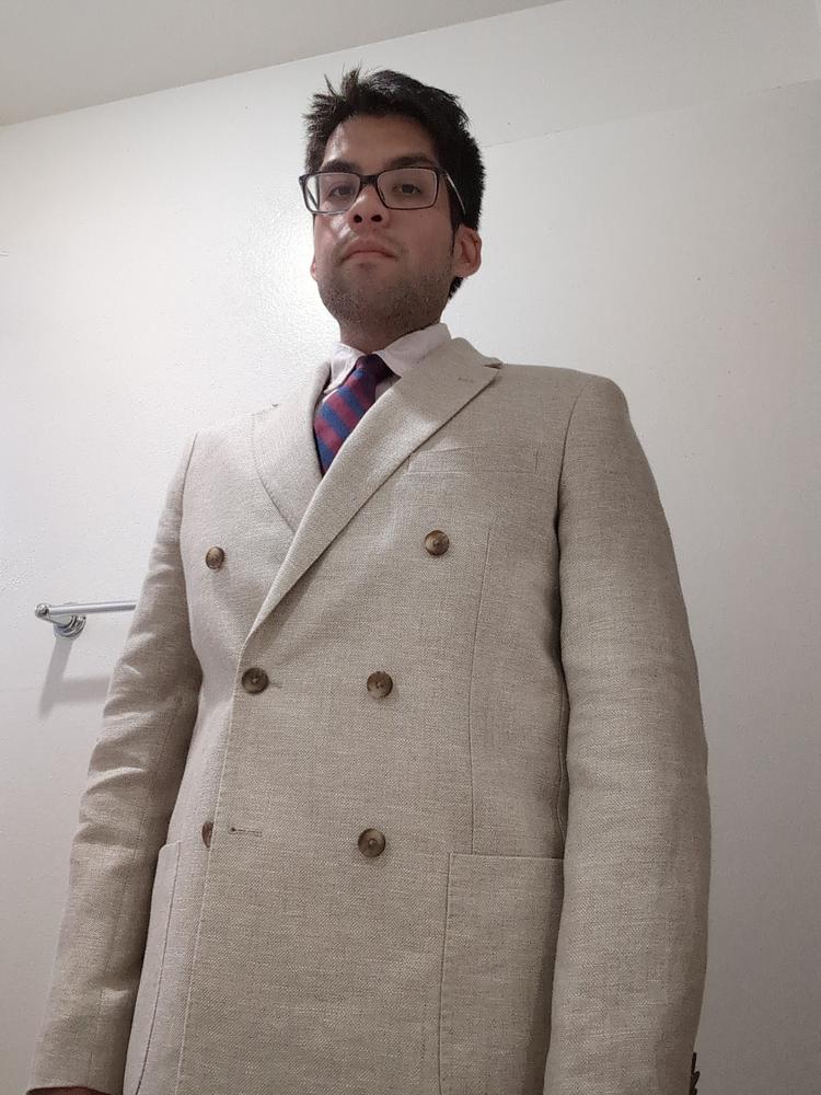 The Dearborn Linen Oatmeal Double Breasted Jacket | Linen Jackets