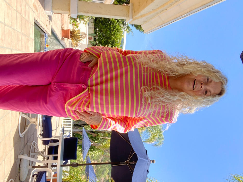 MINQUIDAME - Breton Striped Shirt with Long Sleeve | Soft Cotton | Women Fit (HOT PINK / YELLOW) - Customer Photo From Anonymous