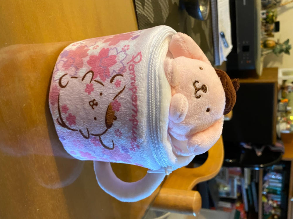 YumeTwins Exclusive Pompompurin Sakura Latte Mug Plush Pouch - Customer Photo From Carla H.