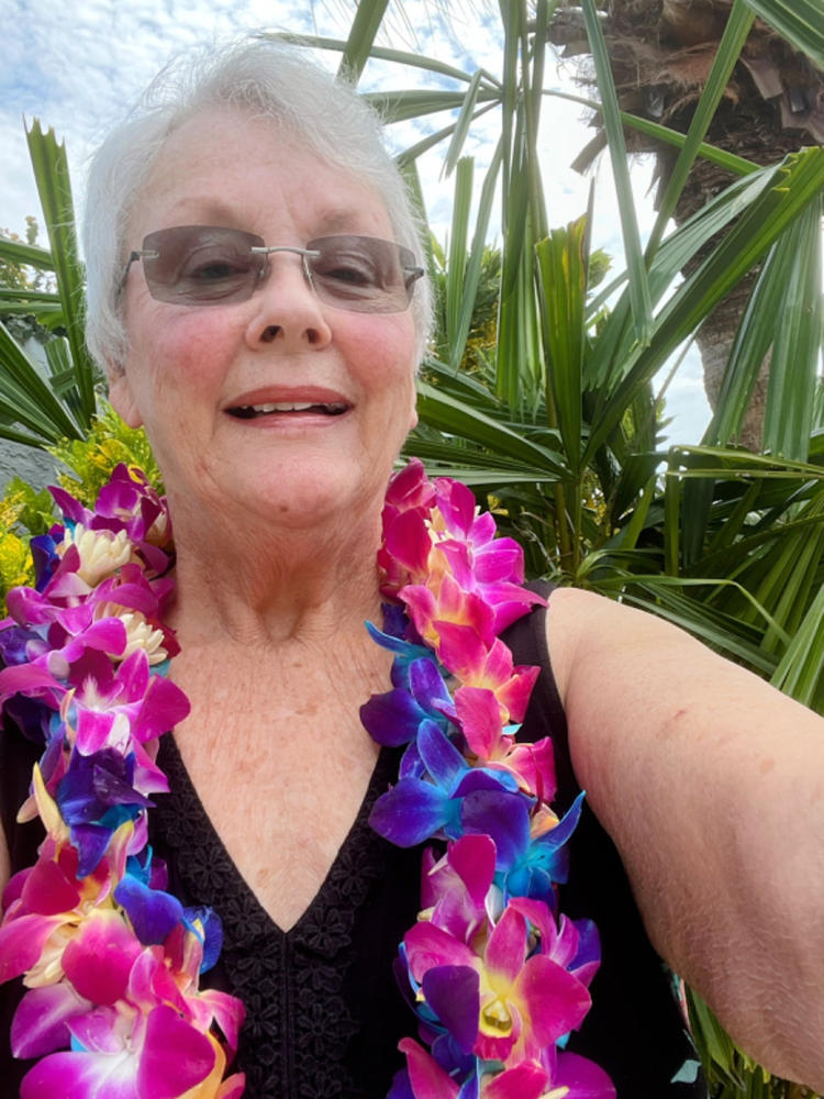 Double Rainbow Orchid Trace Plumeria Lei - Customer Photo From CHARLENE LUNDHERN