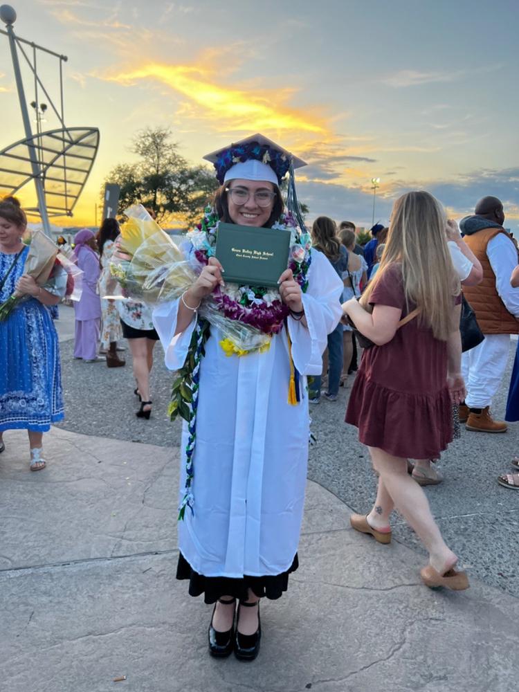 Graduation Cap Haku Lei ORCHID ONLY DUE TO PLUMERIA SHORTAGE - Customer Photo From Cynthia Knight