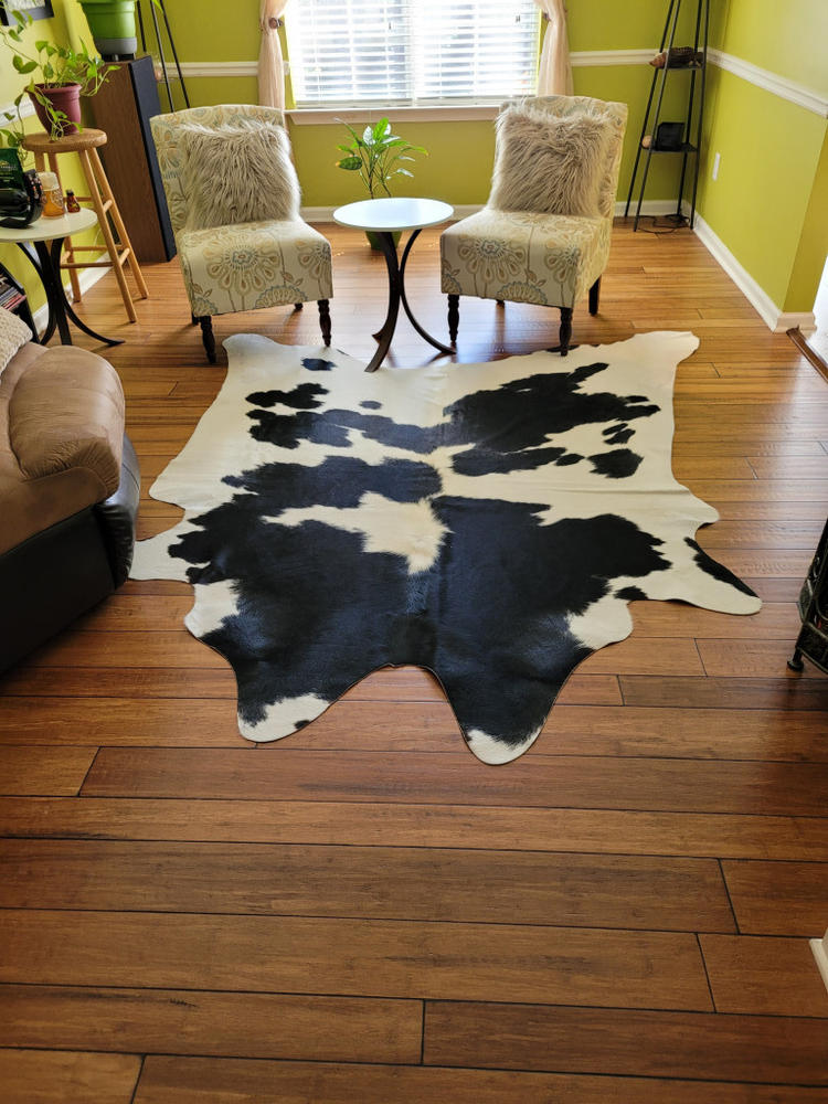 Black and White Cowhide Rug - Customer Photo From Tina K.