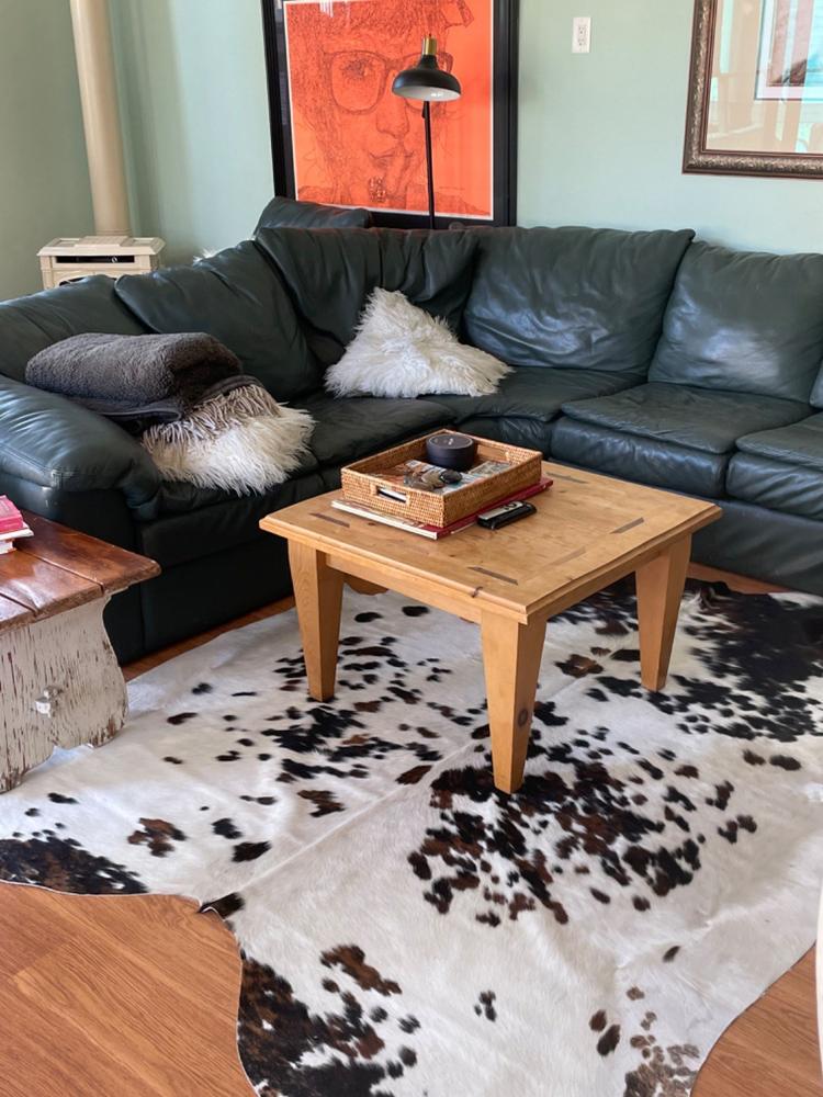 White Tricolor Cowhide Rug - Customer Photo From Dawn Campbell
