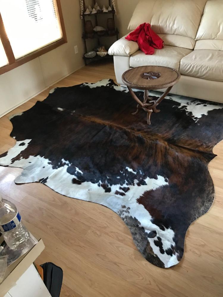 Brindle White Belly Cowhide Rug - Customer Photo From Brendan Ruddis