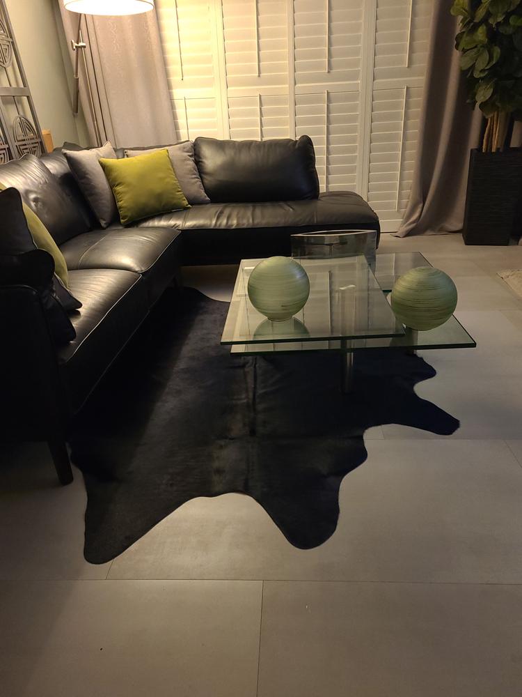 Navy Blue Dyed Cowhide Rug - Customer Photo From James