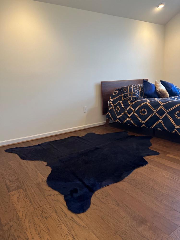 Navy Blue Dyed Cowhide Rug - Customer Photo From craig harris