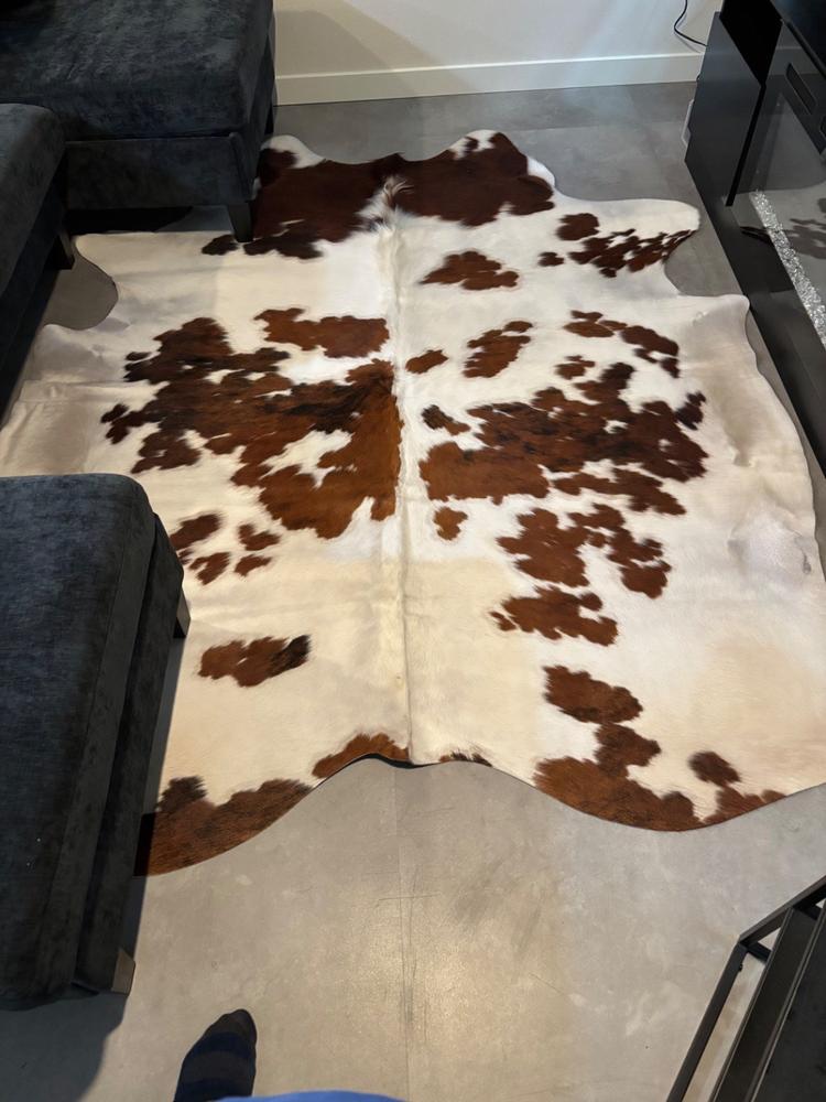 Tricolor Cowhide Rug - Customer Photo From Anthony Box