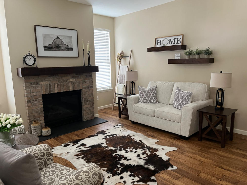 Tricolor Cowhide Rug - Customer Photo From Cindy Lowry