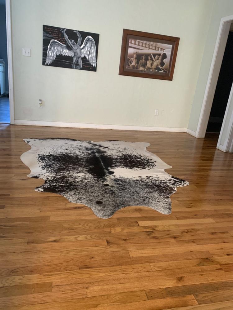 Black Salt and Pepper Cowhide Rug - Customer Photo From Joshua Cain