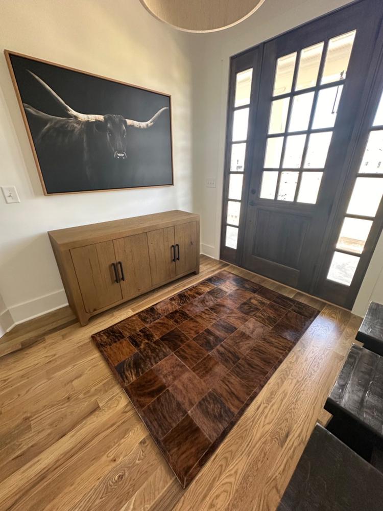 Brindle Patchwork Cowhide Rug - Customer Photo From Scott Palmitier