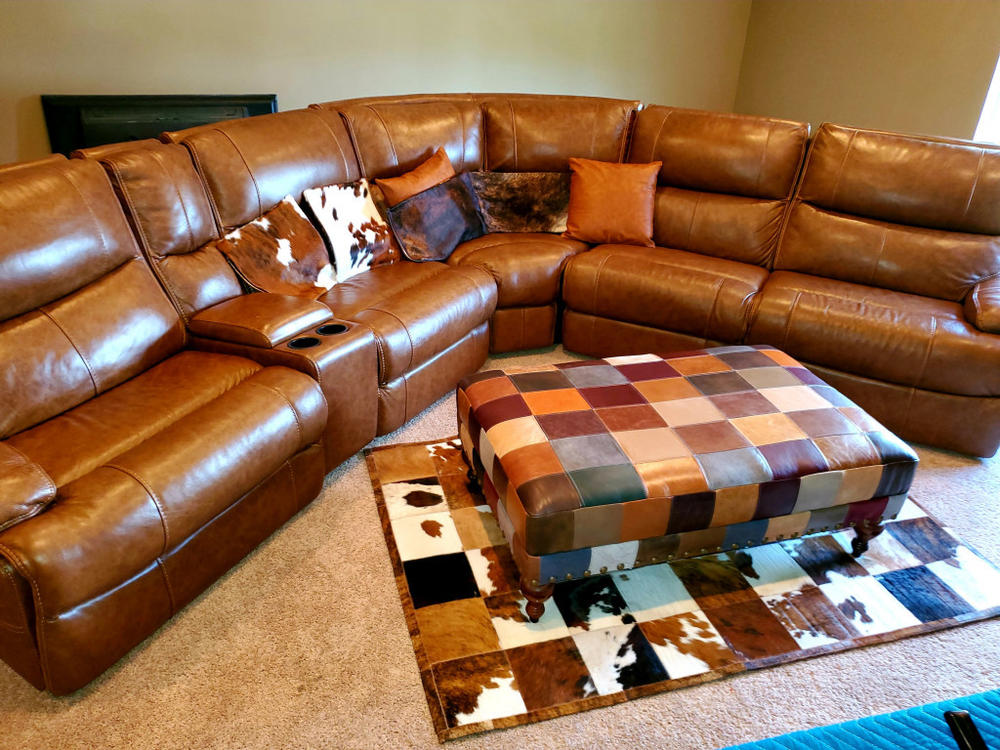 Tricolor Patchwork Cowhide Rug - Customer Photo From Darrell Hughes