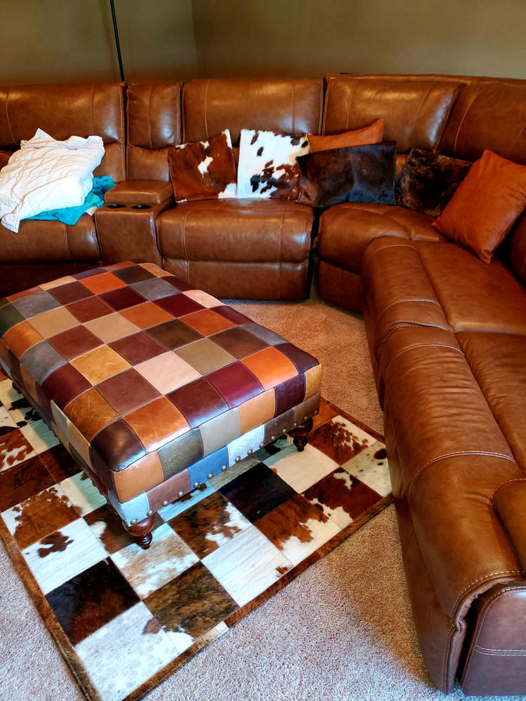 Tricolor Patchwork Cowhide Rug - Customer Photo From Darrell Hughes