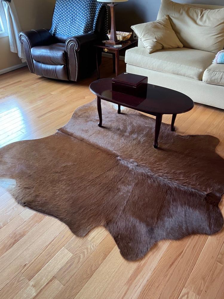 Solid Brown Cowhide Rug - Customer Photo From M Pesek