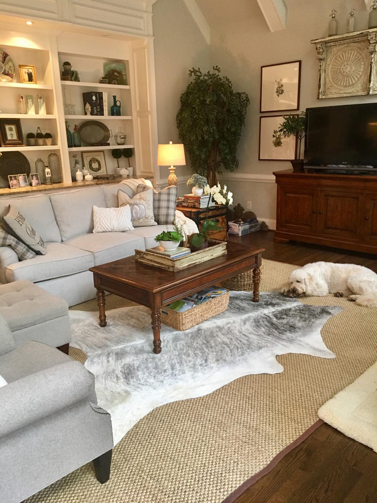 Grey Brindle Cowhide rug on SALE - Customer Photo From Bonnie Miller