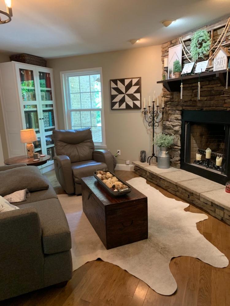 Grey Palomino Brazilian Cowhide Rug: XXL - Customer Photo From Marlene Holguin