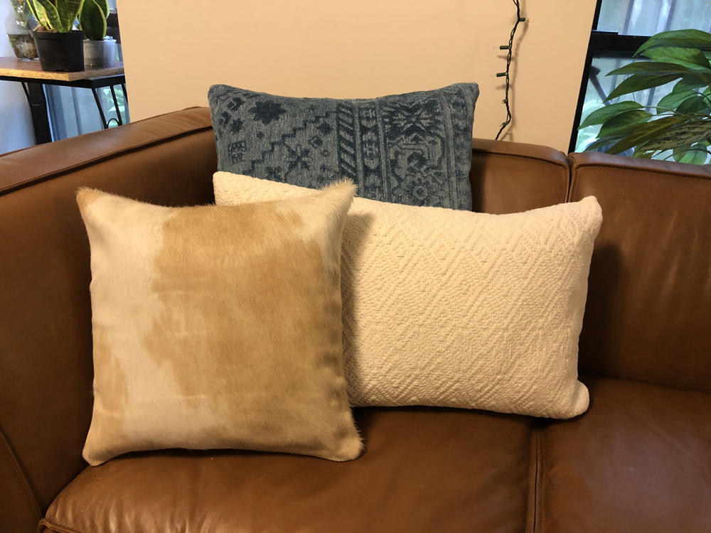Palomino and White Cowhide Pillow - Customer Photo From Shawn dozier