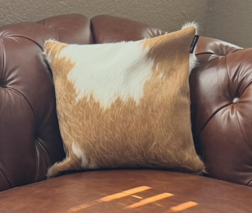 Palomino and White Cowhide Pillow - Customer Photo From Glenn Docto