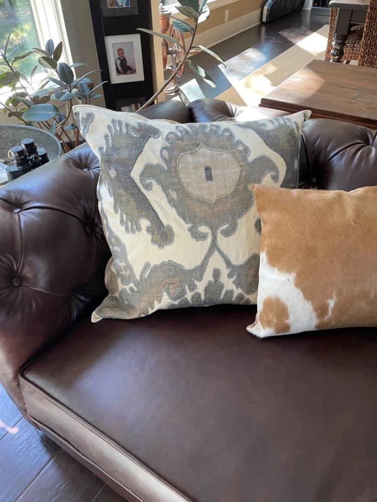 Palomino and White Cowhide Pillow - Customer Photo From Krista Deskin